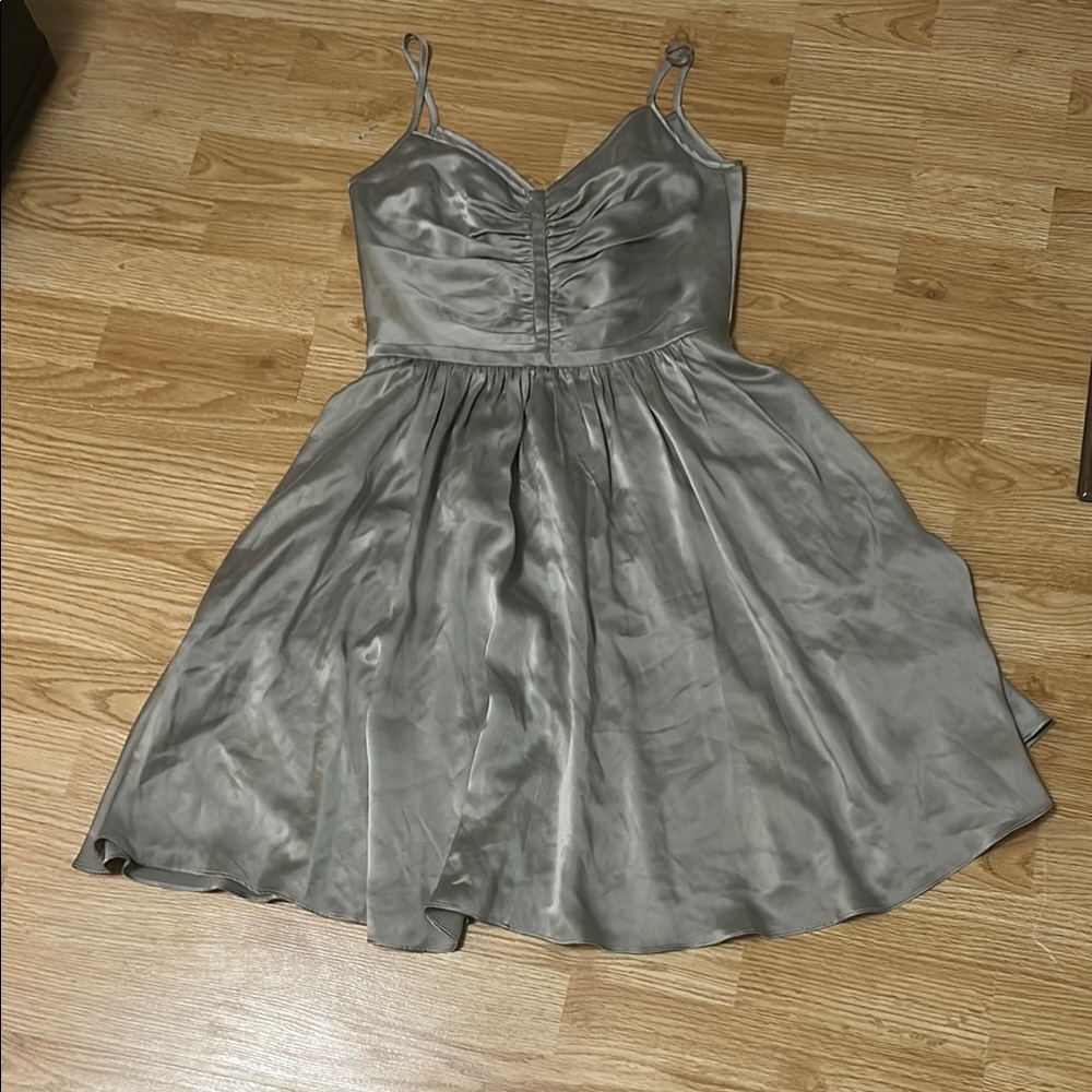 Elegant Gray Satin Dress